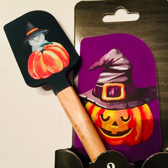 2 Halloween Witch Hat Cat Pumpkins JOL Spatulas - Picture 1 of 6